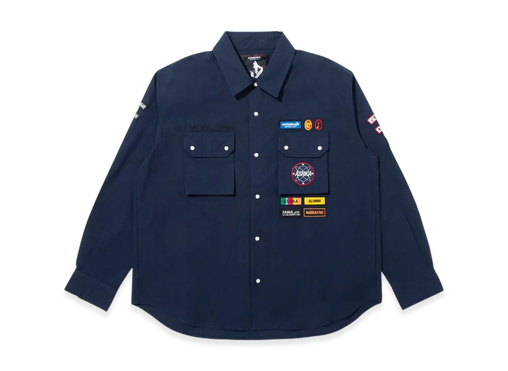 A BATHING APE BY KAZUKI KURAISHI Multi Patch Military LS Shirt "Navy"