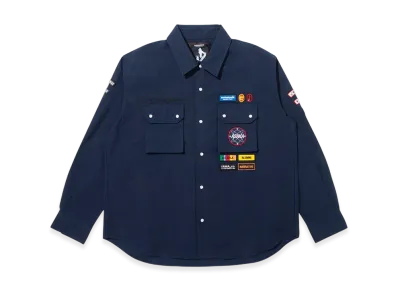 A BATHING APE BY KAZUKI KURAISHI Multi Patch Military LS Shirt "Navy"