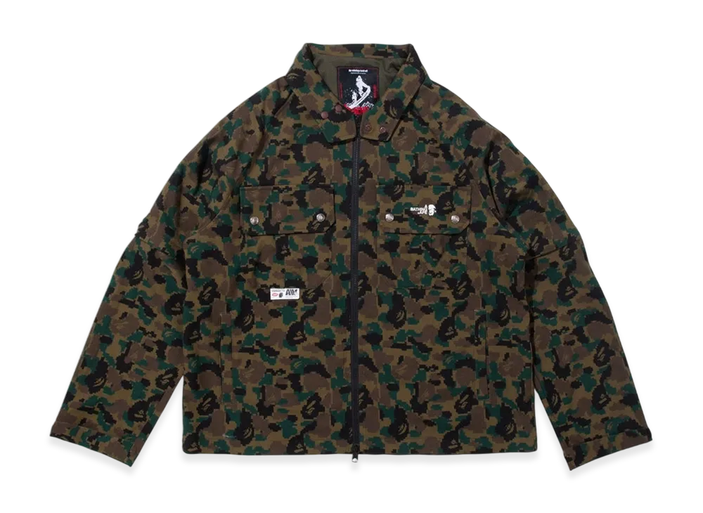 A BATHING APE BY KAZUKI KURAISHI Pixelate Camo Detachable Zip Jacket "Green"