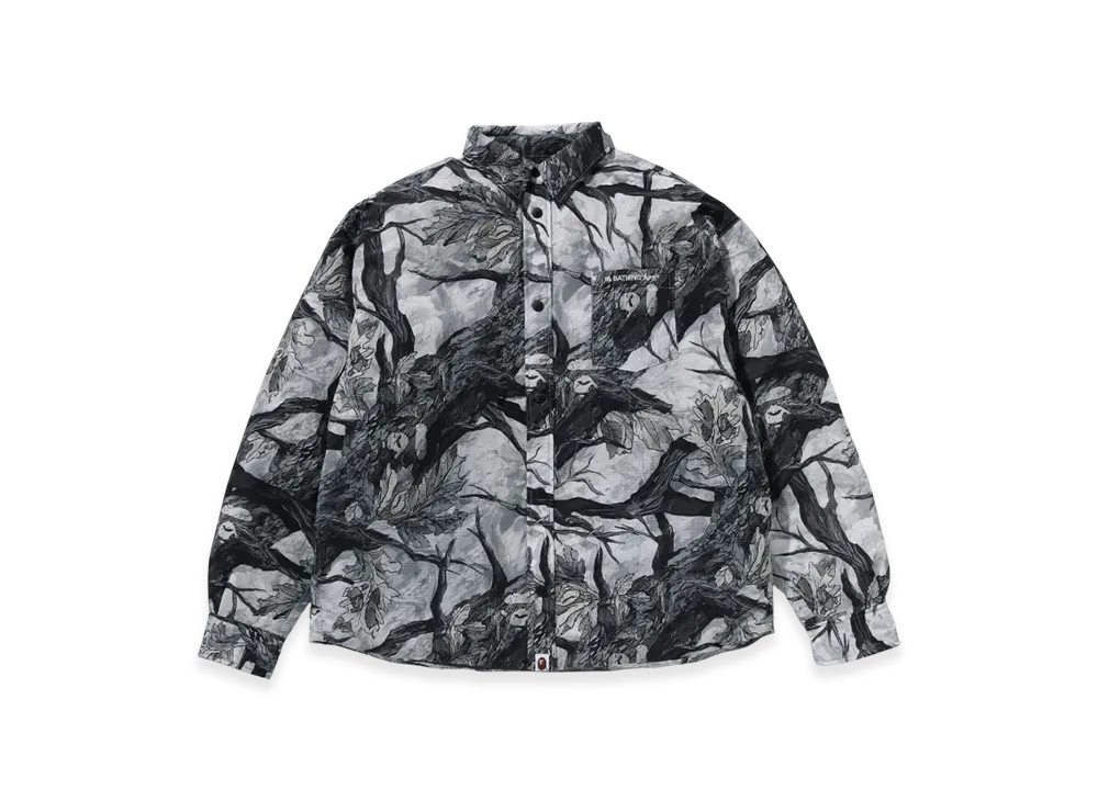 A BATHING APE Tree Edge Camo Down Shirt Jacket "White"