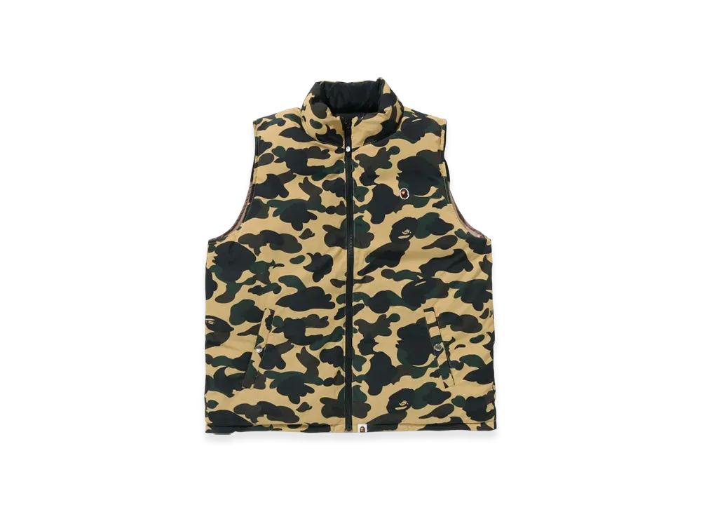 A BATHING APE 1st Camo Reversible Down Vest "Yellow"