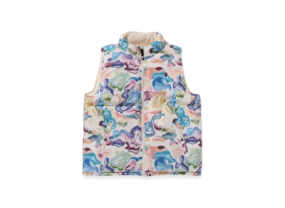 A BATHING APE Art Camo Reversible Down Vest "White"