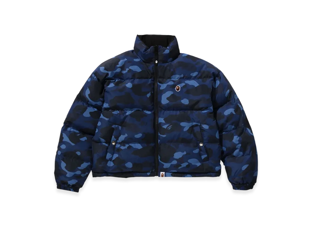 A BATHING APE Color Camo Reversible Down Jacket "Navy"