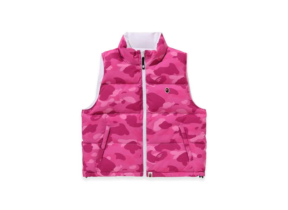 A BATHING APE Color Camo Reversible Down Vest "Pink"