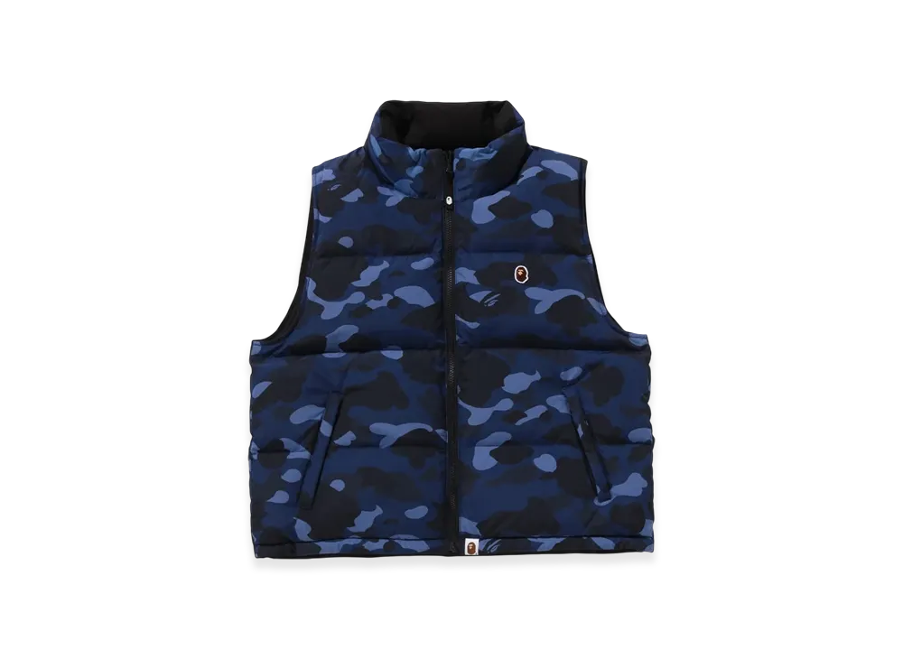 A BATHING APE Color Camo Reversible Down Vest "Navy"