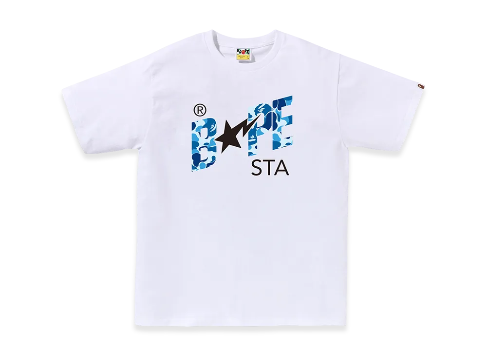 A BATHING APE Bape Sta Logo Tee "White/Blue"