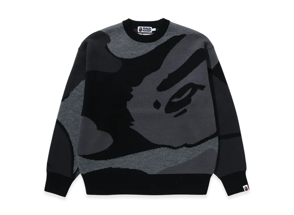 A BATHING APE Knit Crewneck Sweatshirt "Black"