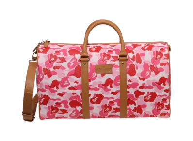 A BATHING APE Pu Ostrich Boston Bag "Pink"