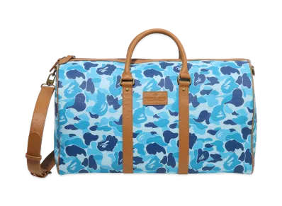 A BATHING APE Pu Ostrich Boston Bag "Blue"