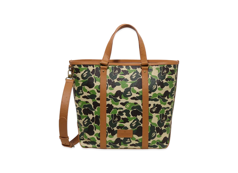 A BATHING APE Pu Ostrich Tote Bag "Green"