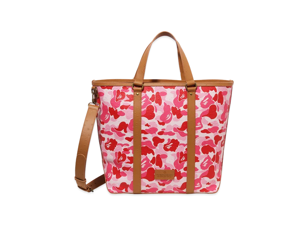 A BATHING APE Pu Ostrich Tote Bag "Pink"