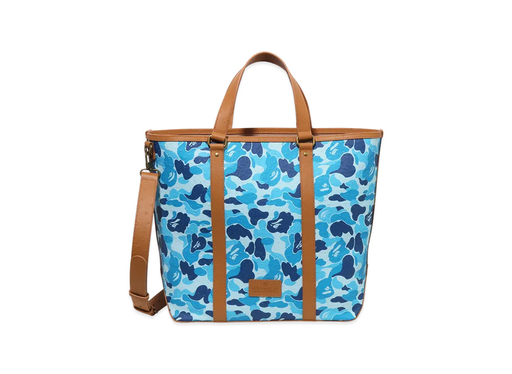 A BATHING APE Pu Ostrich Tote Bag "Blue"