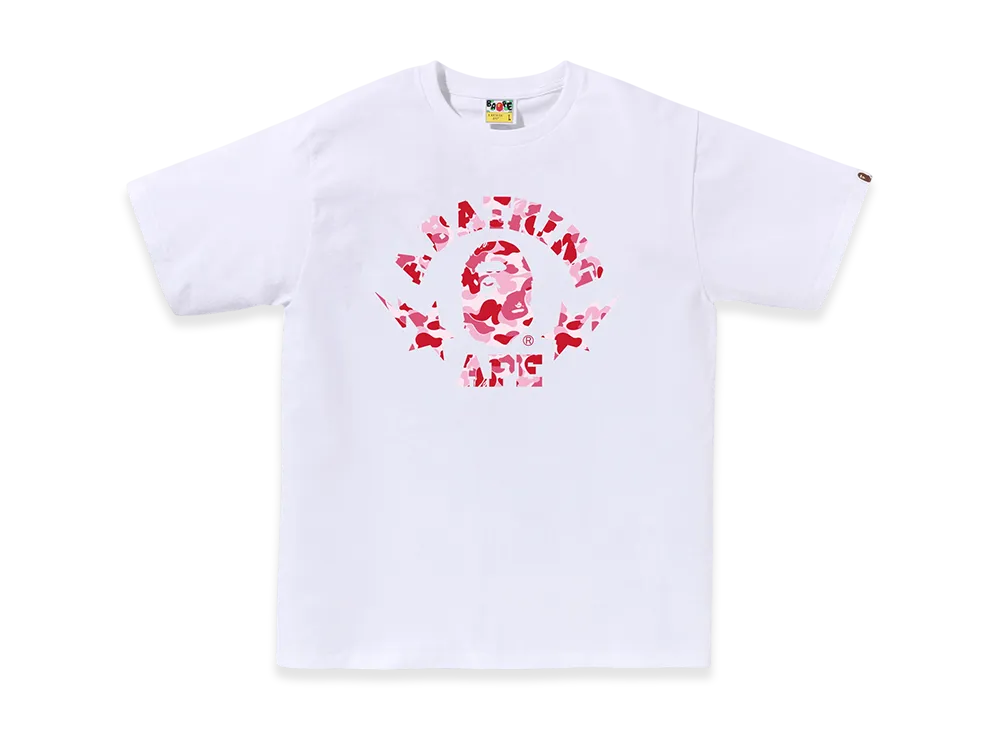 A BATHING APE Abc Camo Sta College Tee "White/Pink"