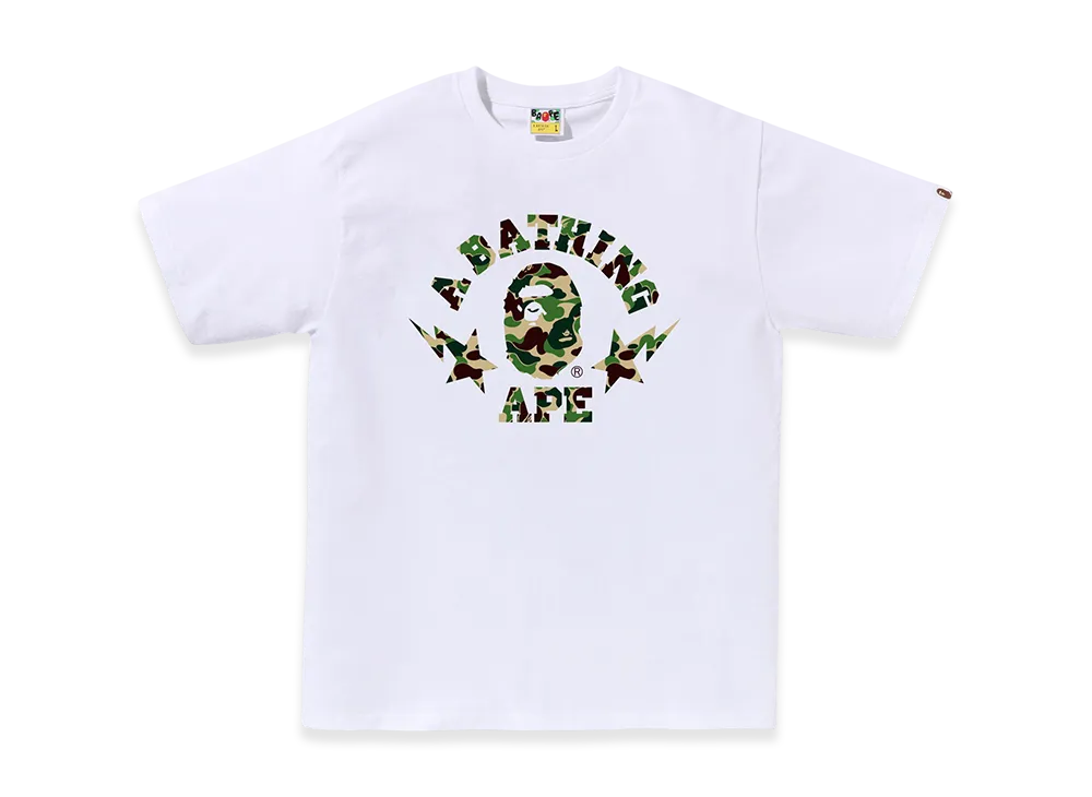 A BATHING APE Abc Camo Sta College Tee "White/Green"