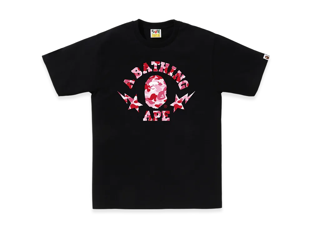 A BATHING APE Abc Camo Sta College Tee "Black/Pink"