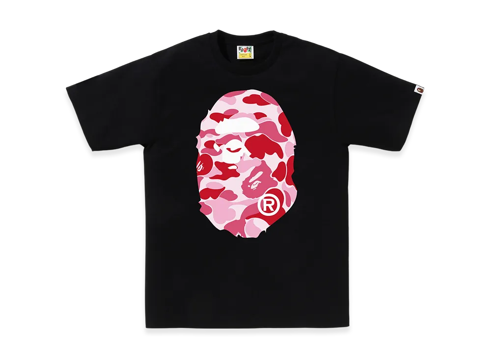 A BATHING APE Abc Camo Big Ape Head Tee "Black/Pink"