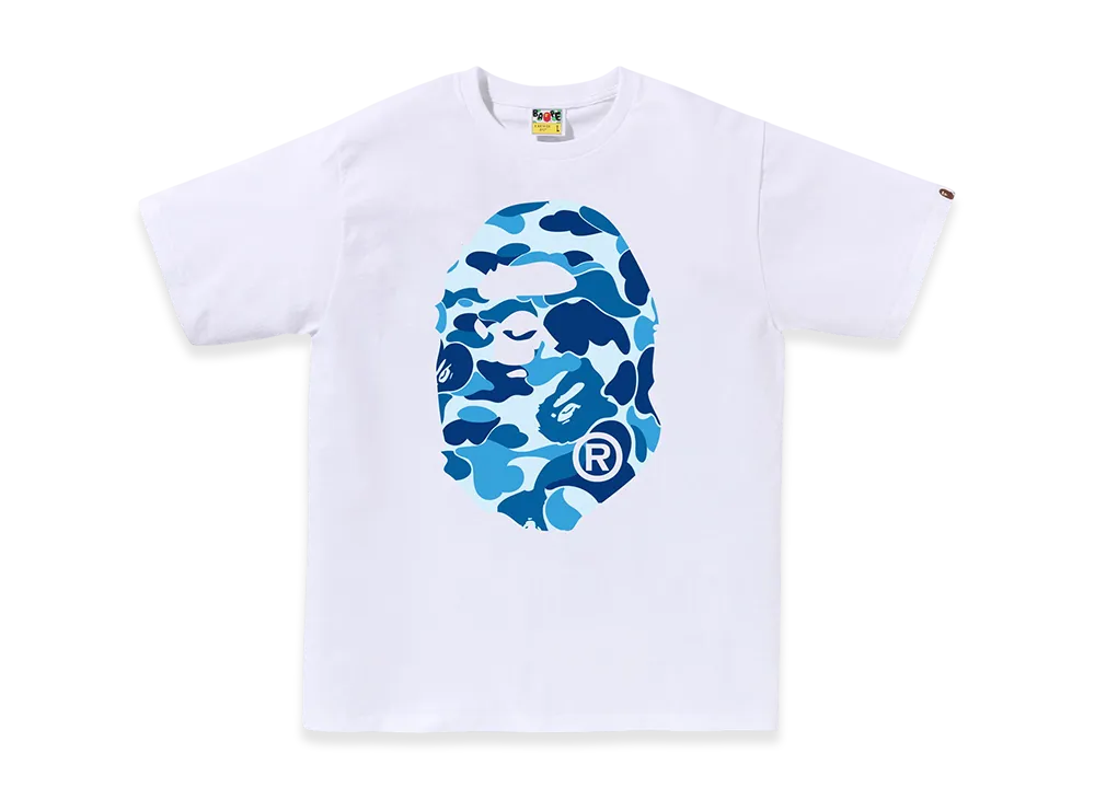 A BATHING APE Abc Camo Big Ape Head Tee "White/Blue"