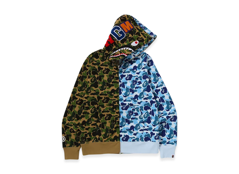 A BATHING APE Abc Camo Separate Shark Full Zip Hoodie "Green/Blue"