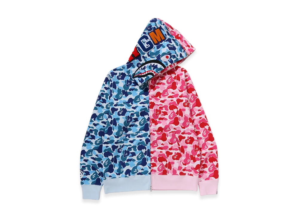 A BATHING APE Abc Camo Separate Shark Full Zip Hoodie "Blue/Pink"