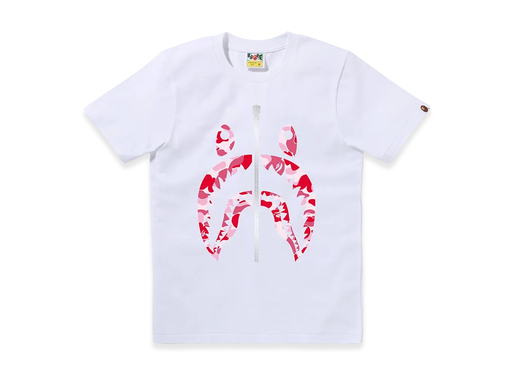 A BATHING APE Ladies Shark Tee "White/Pink"
