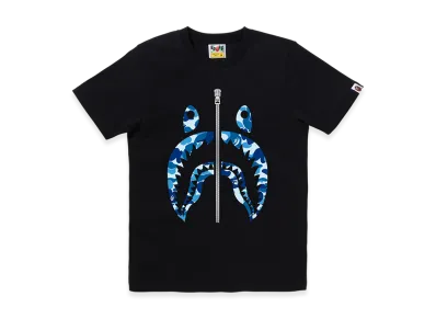 A BATHING APE Ladies Shark Tee "Black/Blue"