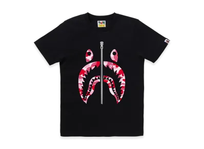 A BATHING APE Ladies Shark Tee "Black/Pink"
