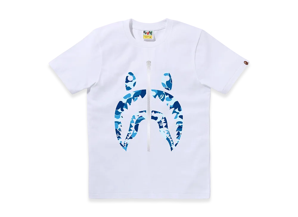 A BATHING APE Ladies Shark Tee "White/Blue"