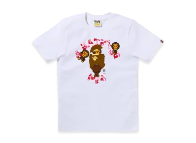 A BATHING APE Ladies Abc Camo College Milo Tee "White/Pink"