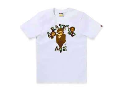 A BATHING APE Ladies Abc Camo College Milo Tee "White/Green"