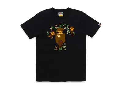 A BATHING APE Ladies Abc Camo College Milo Tee "Black/Green"