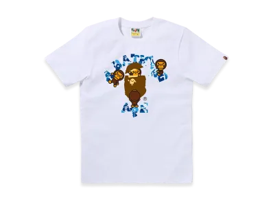 A BATHING APE Ladies Abc Camo College Milo Tee "White/Blue"