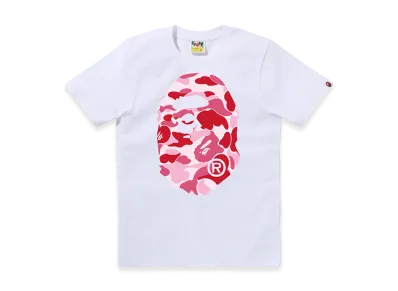 A BATHING APE Ladies Abc Camo Big Ape Head Tee "White/Pink"