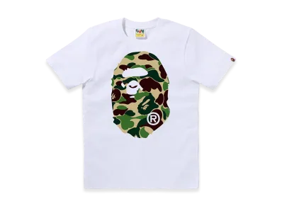 A BATHING APE Ladies Abc Camo Big Ape Head Tee "White/Green"