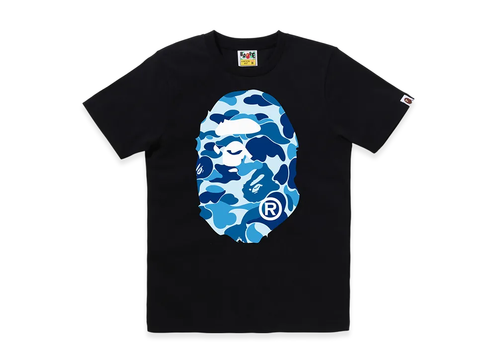 A BATHING APE Ladies Abc Camo Big Ape Head Tee "Black/Blue"