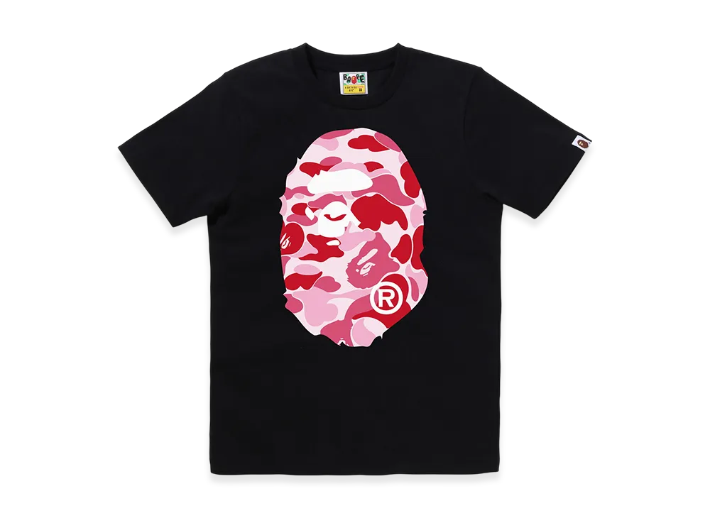 A BATHING APE Ladies Abc Camo Big Ape Head Tee "Black/Pink"