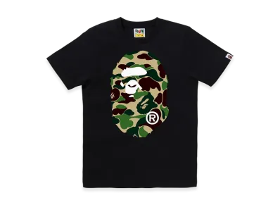 A BATHING APE Ladies Abc Camo Big Ape Head Tee "Black/Green"