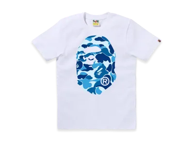 A BATHING APE Ladies Abc Camo Big Ape Head Tee "White/Blue"