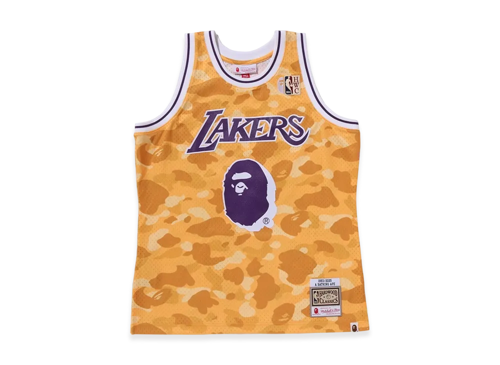 A BATHING APE x Mitchell & Ness x NBA Los Angeles Lakers Swingman Jersey "Yellow"