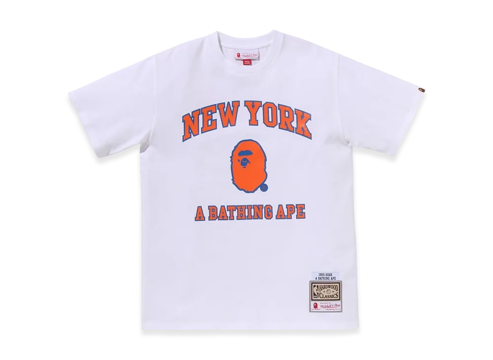 A BATHING APE x Mitchell & Ness x NBA New York Knicks Tee "White"