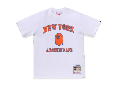 A BATHING APE x Mitchell & Ness x NBA New York Knicks Tee "White"