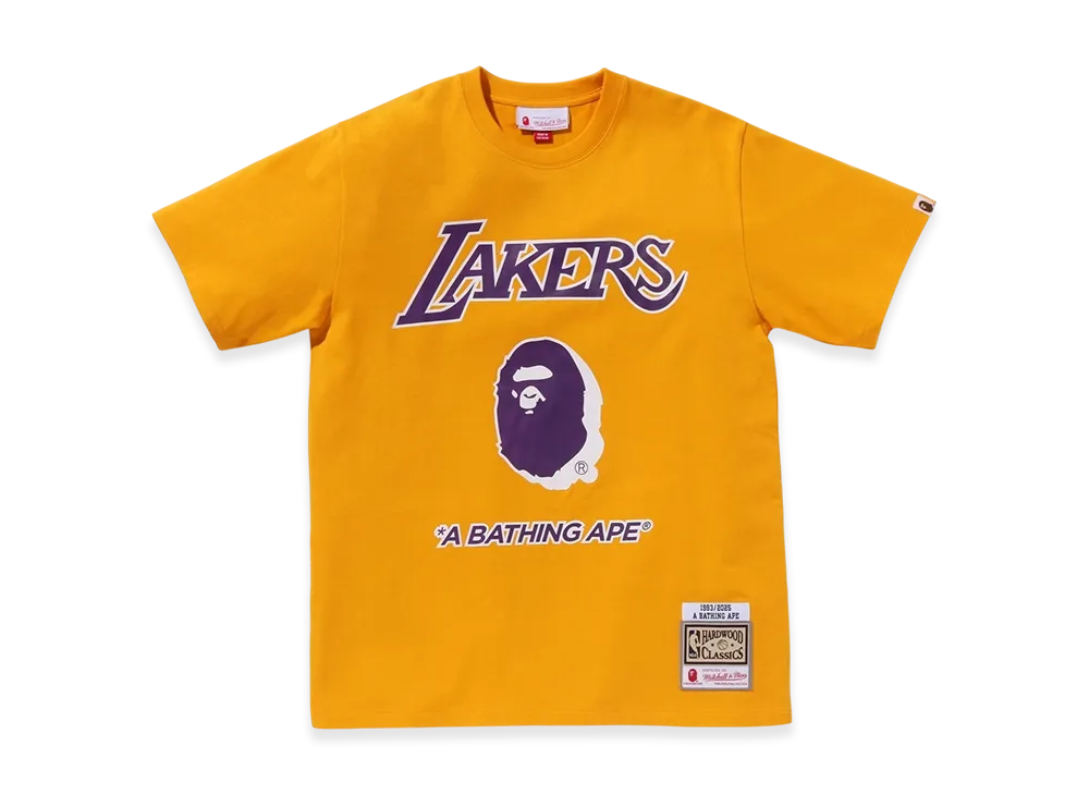 A BATHING APE x Mitchell & Ness x NBA Los Angeles Lakers Tee "Yellow"