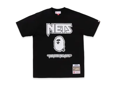 A BATHING APE x Mitchell & Ness x NBA New Jersey Nets Tee "Black"