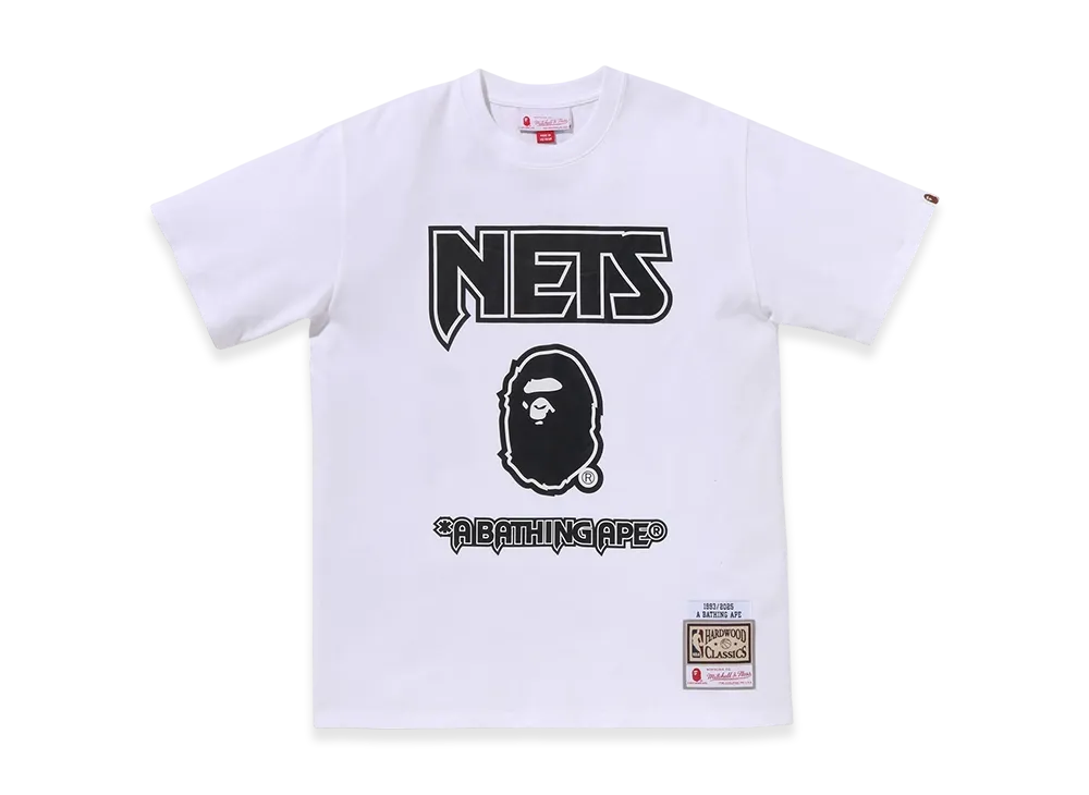 A BATHING APE x Mitchell & Ness x NBA New Jersey Nets Tee "White"