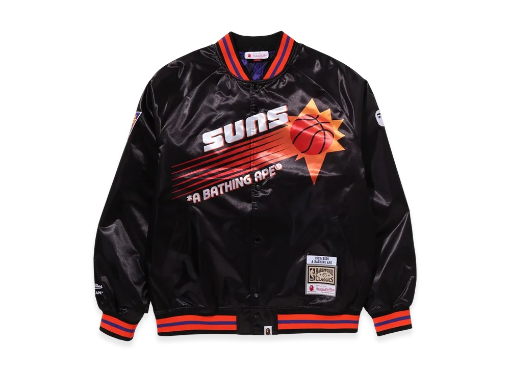 A BATHING APE x Mitchell & Ness x NBA Phoenix Suns Satin Jacket "Black"
