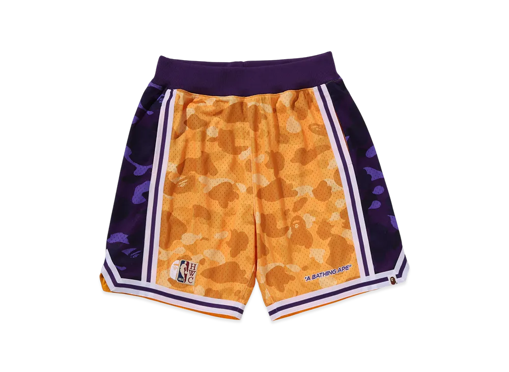 A BATHING APE x Mitchell & Ness x NBA Los Angeles Lakers Swingman Shorts "Yellow"