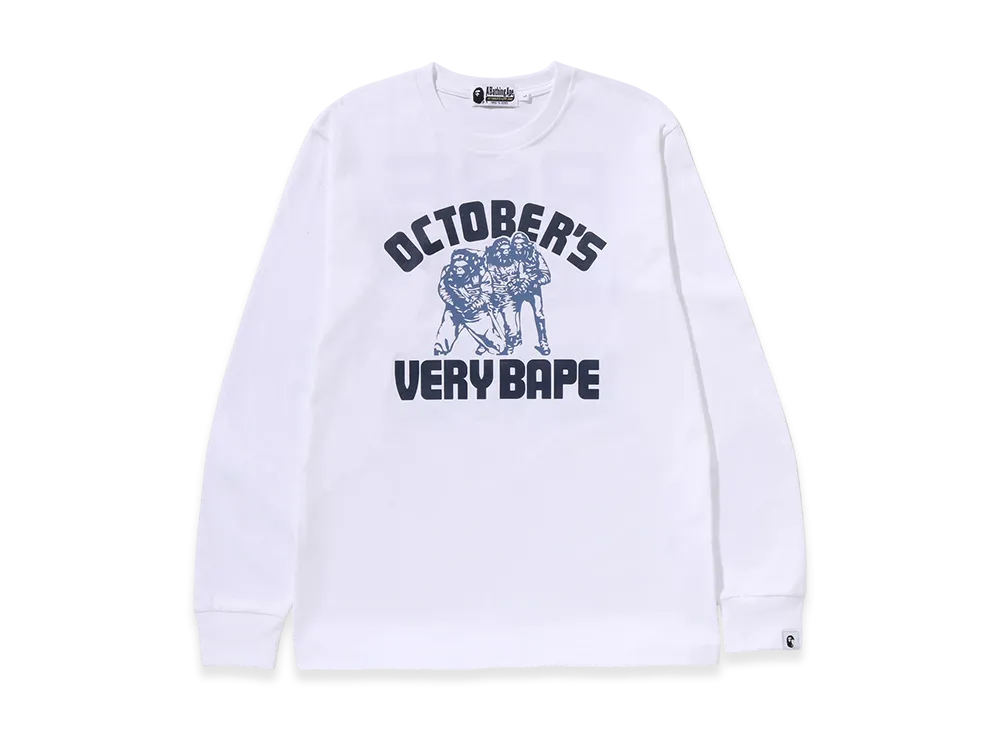 A BATHING APE x OVO College Long Sleeve Tee "White"