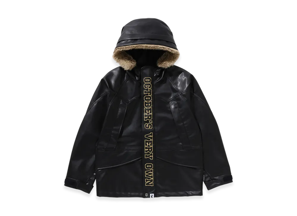 A BATHING APE x OVO Synthetic Washable Leather Snowboard Jacket "Black"