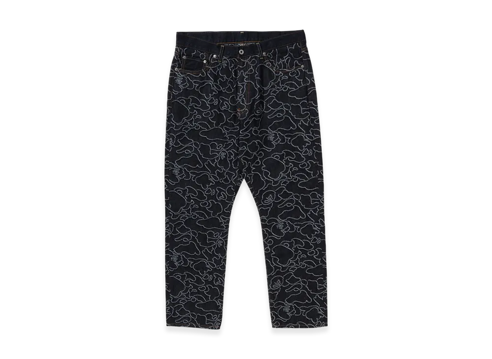 A BATHING APE x OVO Neon 1St Camo Jacquard Denim Pants "Indigo"