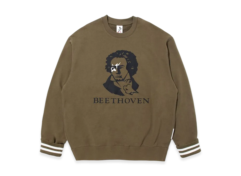 A BATHING APE x KAZUKI KURAISHI Relaxed Fit Crewneck Sweatshirt "Dark Khaki"