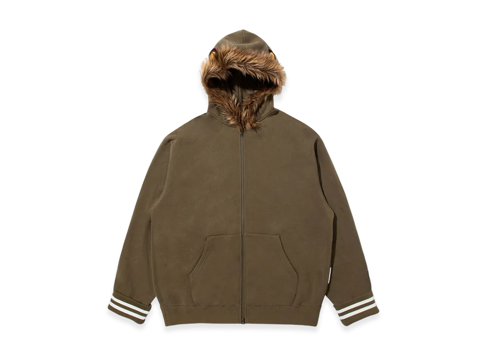 A BATHING APE x KAZUKI KURAISHI Shark Eye Relaxed Fit Hoodie Jacket "Dark Khaki"